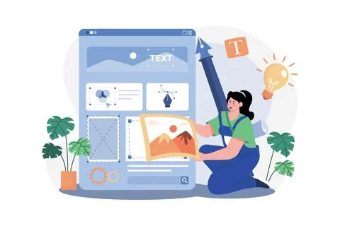 Web Designer Illustration concept. A flat illustration isolated on white back Stock Illustration