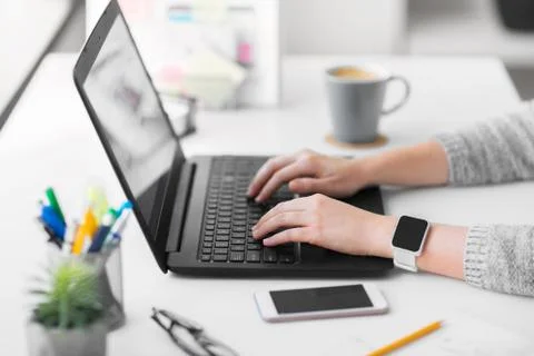 Web designer with laptop working on user interface 스톡 사진