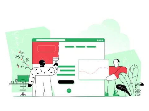 Web designer planning visual design for web project Stockillustratie