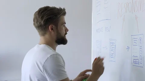 Web designer planning web site layout Stock Footage 102382068