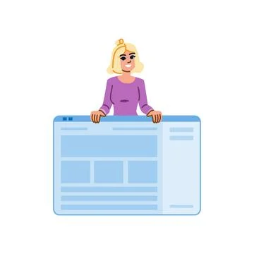Web designer presenting website template on transparent background Stock Illustration