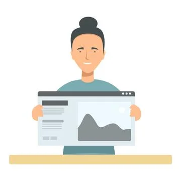 Web designer showing website layout on computer screen Illustrazione stock