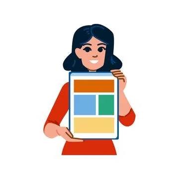 Web designer showing wireframe of website interface Stock Illustration