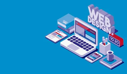 Web designer work desktop Stock-Illustration
