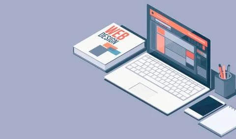 Web designer work desktop Stock-Illustration