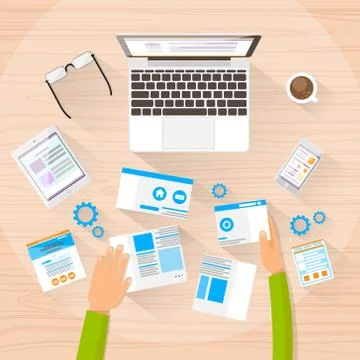 Web Designer Work Space Development Create Design Site Stock Illustration