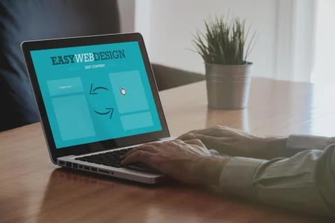 Web designer working on his workplace Stock Photos