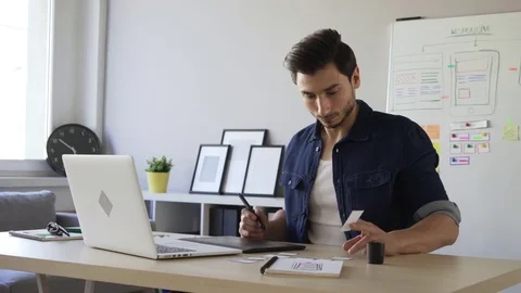 Web designer working from home office Stock Footage 72875735