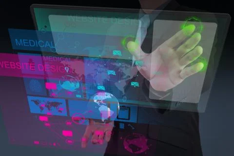 Web designer working with the new computer interface イラスト素材