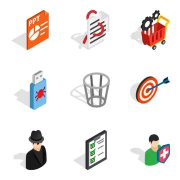Web designing icons set, isometric style 스톡 일러스트