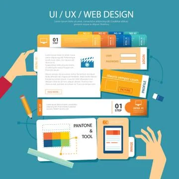 Web design,ui ,ux, wireframe concept flat design Illustrazione stock