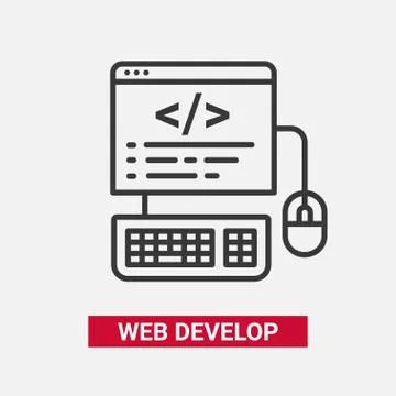 Web Develop - modern essential vector line design icon. 스톡 일러스트