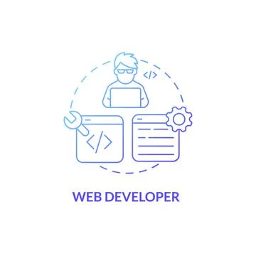 Web developer blue gradient concept icon 스톡 일러스트