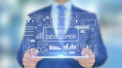 Web Developer, Businessman with Hologram Concept Stock Footage 113906581