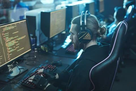 Web developer coding app Stock Photos