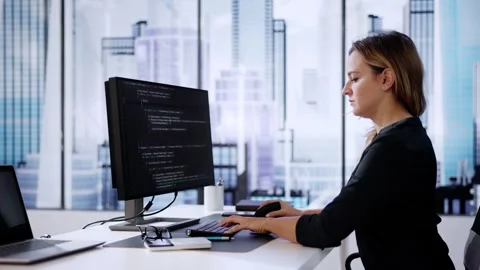Web Developer Coding On Computer Stock Footage 261133650
