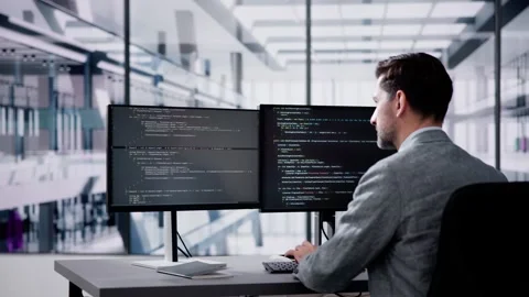Web Developer Coding On Computer Stock Footage 261149610