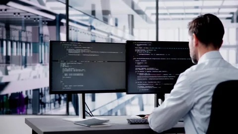 Web Developer Coding On Computer Stock Footage 262128950