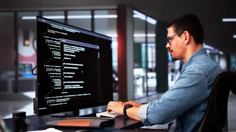 Web Developer Coding On Computer Stock Footage 283689878