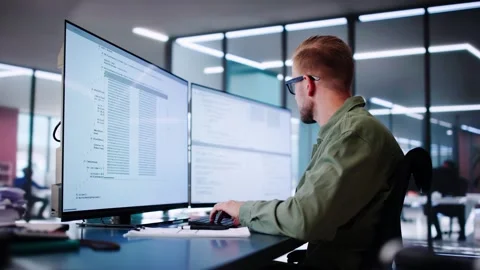 Web Developer Coding On Computer Stock Footage 285870647