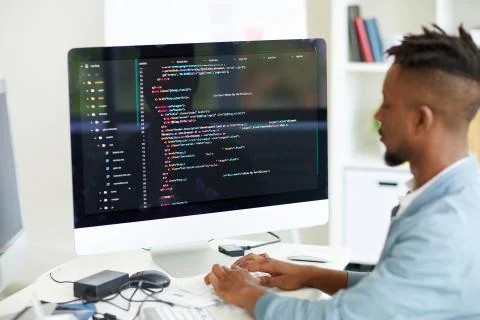 Web developer coding computer language Stock Photos