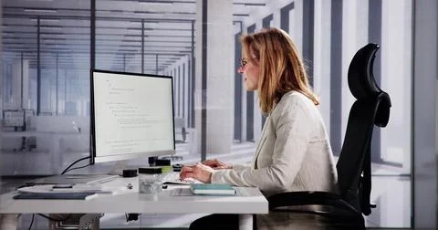 Web Developer Coding on Computer 스톡 사진