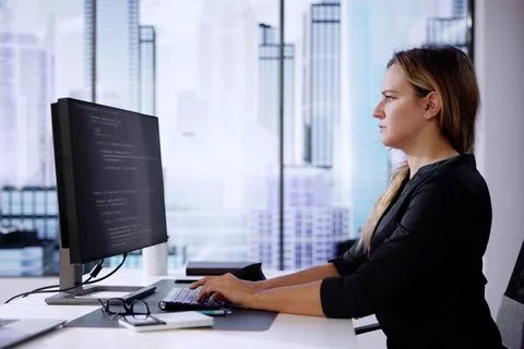 Web Developer Coding On Computer Stock Photos