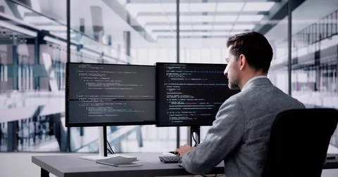 Web Developer Coding On Computer Foto stock