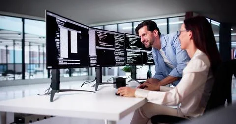 Web Developer Coding On Computer 스톡 사진