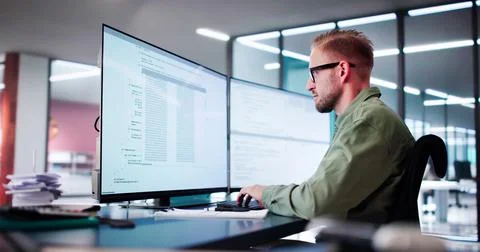 Web Developer Coding On Computer 写真素材