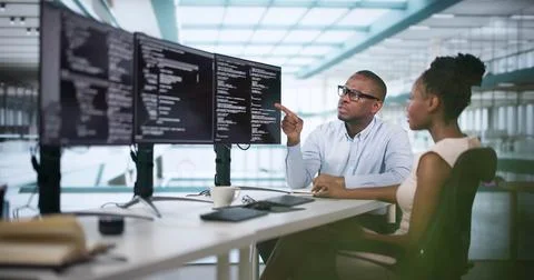 Web Developer Coding On Computer Stockfoto's