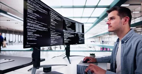 Web Developer Coding On Computer 스톡 사진