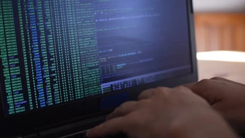 Web developer coding on his laptop. laptop web code developer. Stock Footage 211346833