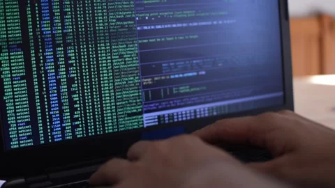 Web developer coding on his laptop. laptop web code developer. Stock Footage 211375018