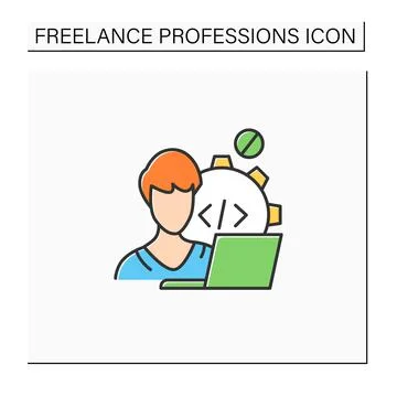 Web developer color icon 스톡 일러스트