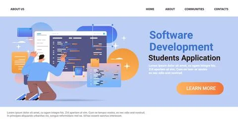 Web developer creating program code development of software and programming Illustrazione stock