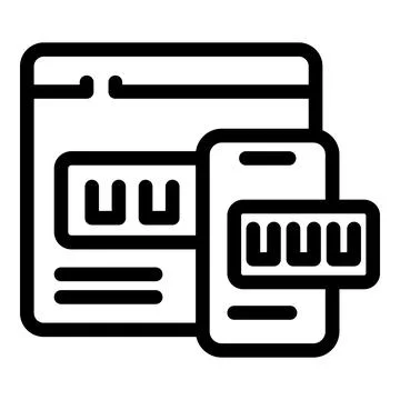 Web developer creating responsive website design for mobile phone 스톡 일러스트