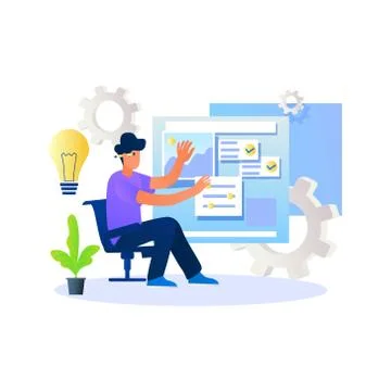 Web developer designing web layout illustration concept Stockillustratie