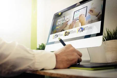 Web developer designing a website Stock Photos