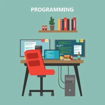 Web developer desktop. 스톡 일러스트