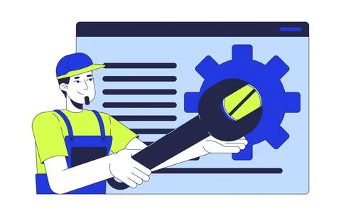 Web developer fixing website 2D illustration concept イラスト素材