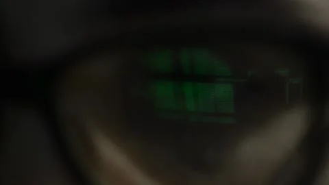 Web developer glasses reflection. code reflection on the eye glasses. Stock Footage 227126408