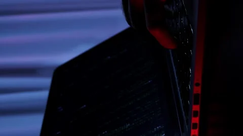 Web developer hands typing code and programming on screen laptop. Vertical video Stock Footage 255251766