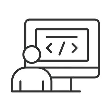 Web developer, icon in line design. Web developer, coding, programming, software 스톡 일러스트