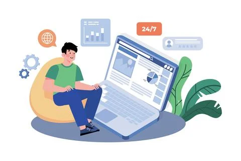 Web developer implementing technical SEO improvements on a website. 스톡 일러스트