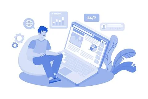 Web developer implementing technical SEO improvements. 스톡 일러스트