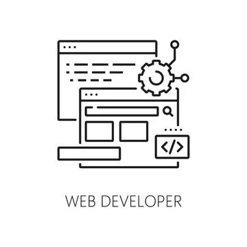 Web developer IT specialist icon of website design 스톡 일러스트