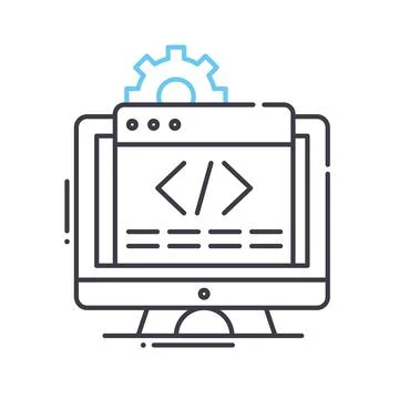 Web developer line icon, outline symbol, vector illustration, concept sign 스톡 일러스트