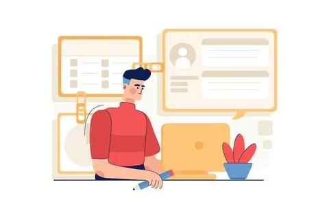 Web developer linking websites for better SEO traffic Stock Illustration