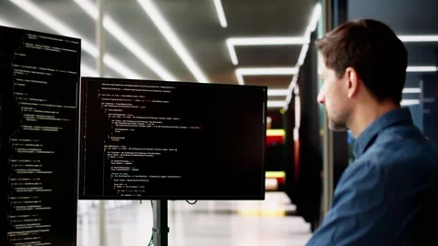 Web Developer Looking At Code Stock Footage 274373299